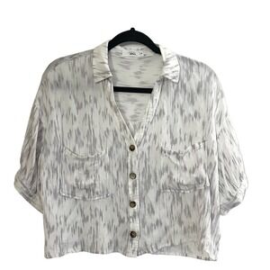 TALULAH Crop Cropped Loose Oversized Fit Button Down Shirt Top Blouse - Medium
